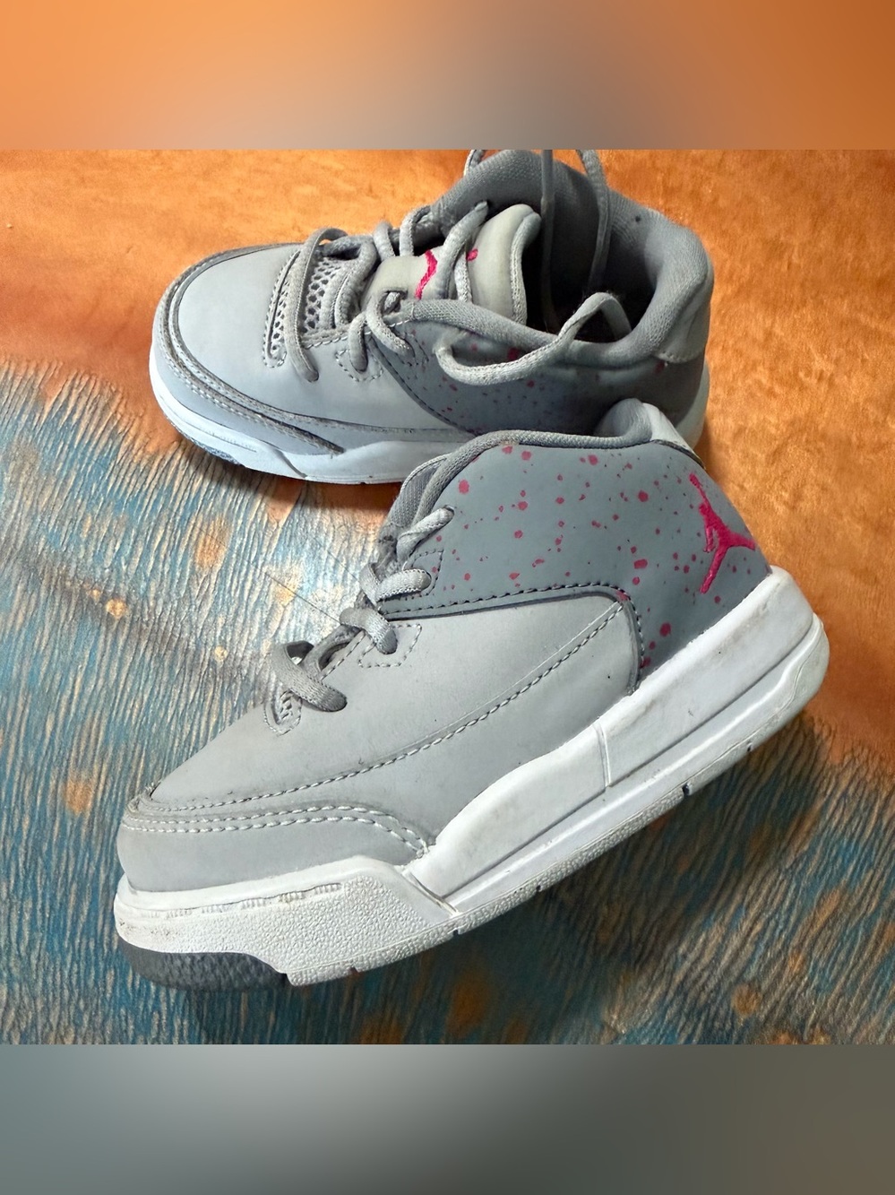 Nike Air Jordan Flight Origin 4 wolf Grey Pink Sneakers size 6 baby